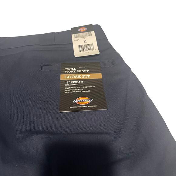 Dickies Mens 42283 13" flat front loose fit multipocket navy blue Uniform Short - Picture 3 of 7